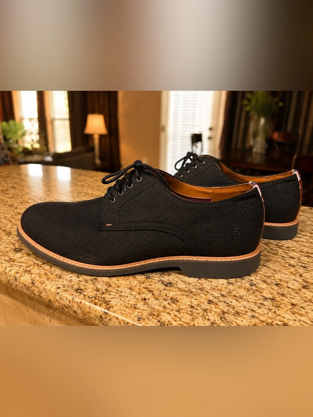 Steve Madden Nevins Black Canvas Shoes with Tan Accents
